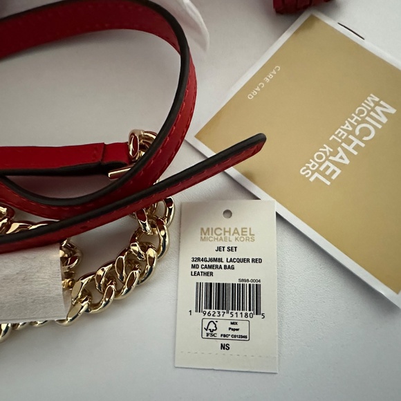 MICHAEL MICHAEL KORS Jet Set Medium Quilted Leather Crossbody Bag, Red - Picture 10 of 13